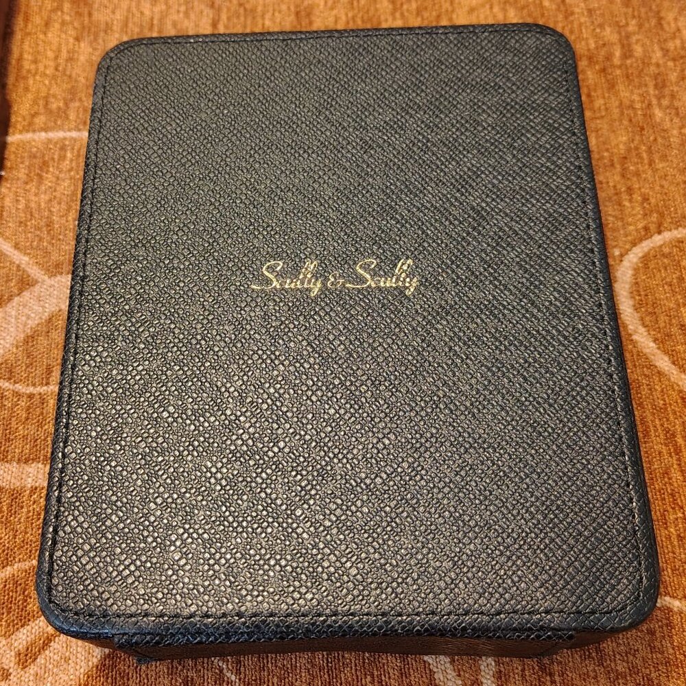 Scully & Scully Luxury Black Leather Cufflink Case Box Suede Lined Italy Filled